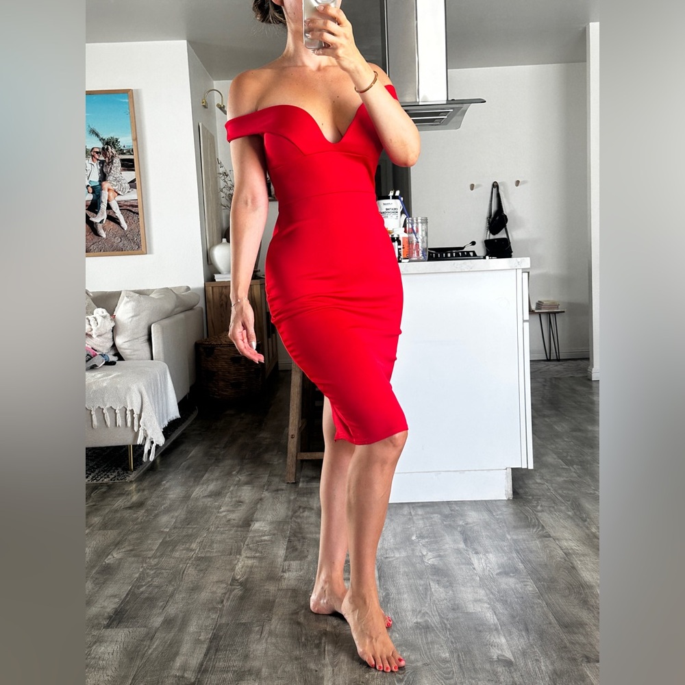 Off Shoulder Red Dress